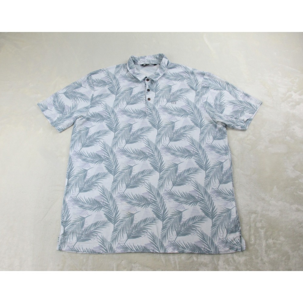 Travis Mathew Polo Shirt Mens 2XL XXL White Floral Performance Lightweight Golf*